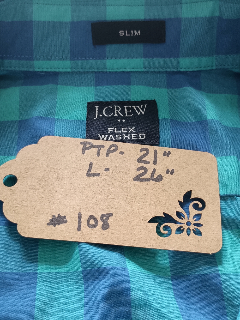 Upcycled Women's J Crew Ruffle Collar Shirt #108 - Picture 7 of 9